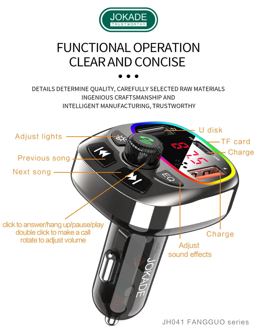 JOKADE In Car Wireless FM Transmitter