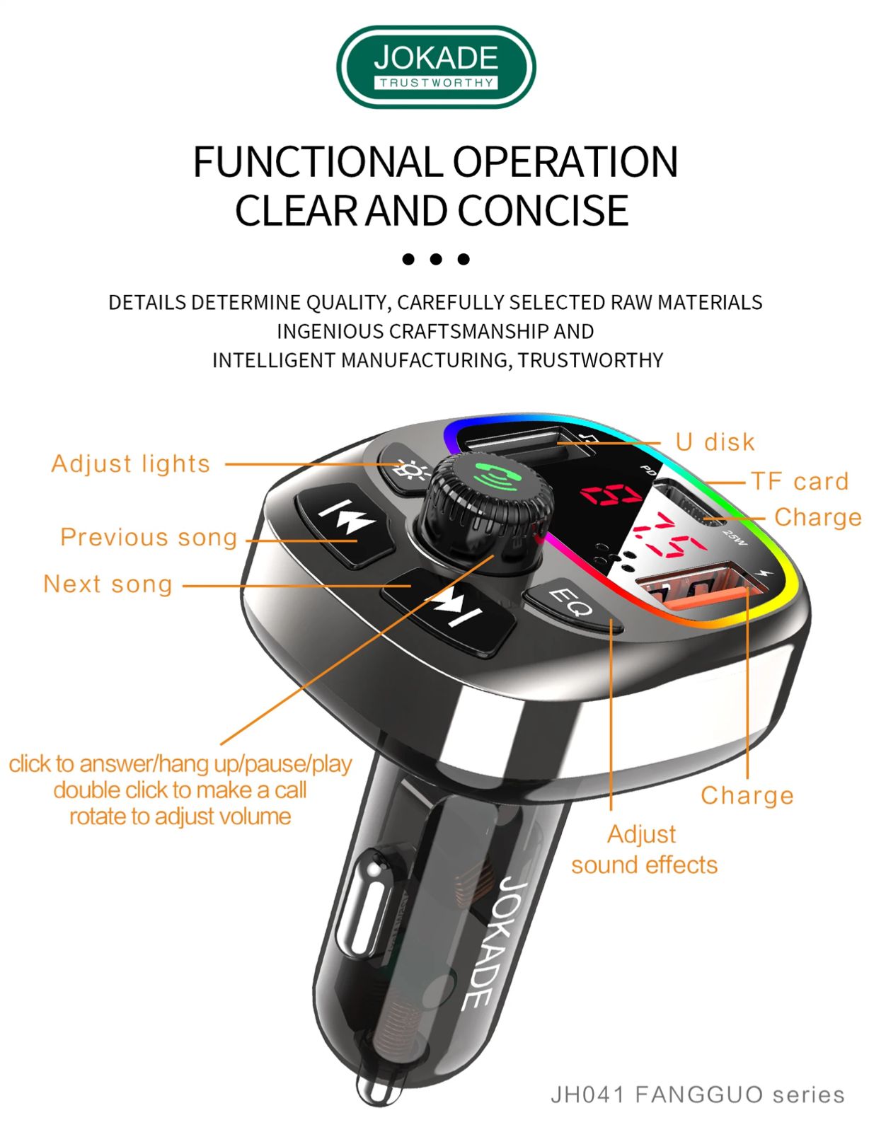 JOKADE In Car Wireless FM Transmitter